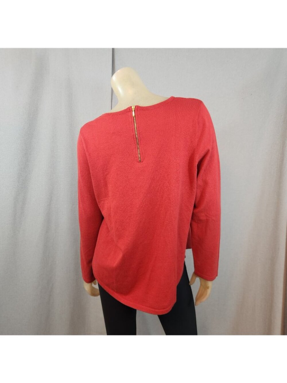 Chicos Burnt Orange Round Neck Long Sleeve Knit Blouse Shirt Top Size 2 LARGE - Picture 4 of 6